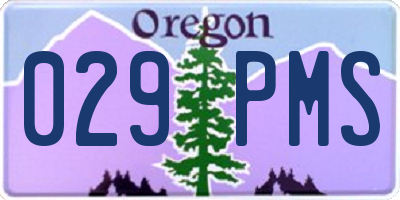 OR license plate 029PMS