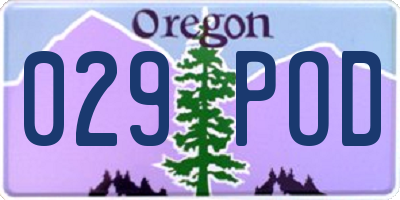 OR license plate 029POD