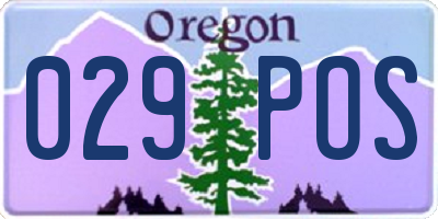 OR license plate 029POS