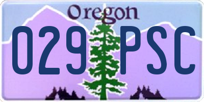 OR license plate 029PSC