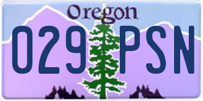 OR license plate 029PSN