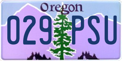 OR license plate 029PSU