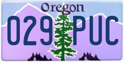 OR license plate 029PUC