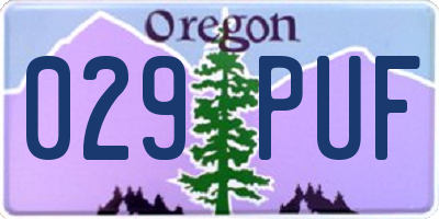 OR license plate 029PUF