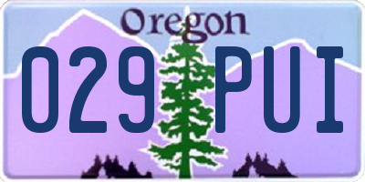 OR license plate 029PUI