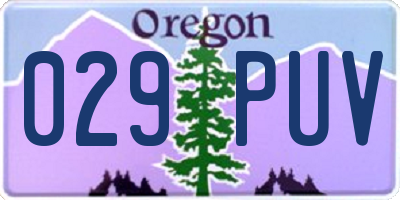 OR license plate 029PUV