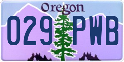 OR license plate 029PWB