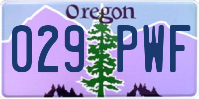 OR license plate 029PWF