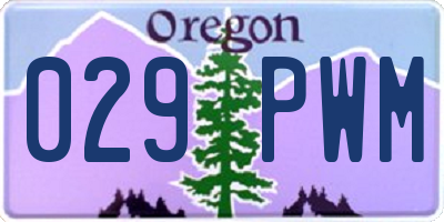 OR license plate 029PWM