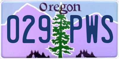 OR license plate 029PWS
