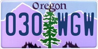 OR license plate 030WGW