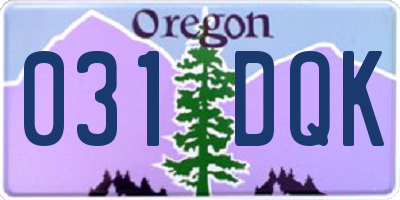 OR license plate 031DQK