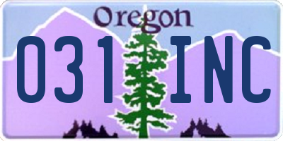 OR license plate 031INC