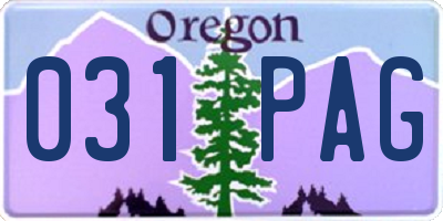 OR license plate 031PAG