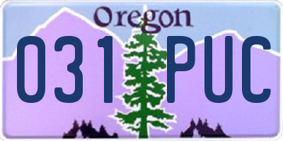 OR license plate 031PUC
