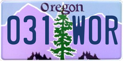 OR license plate 031WOR