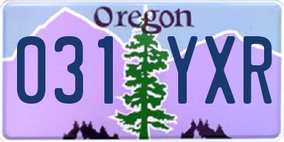 OR license plate 031YXR