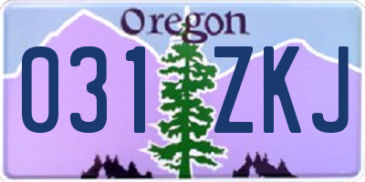 OR license plate 031ZKJ