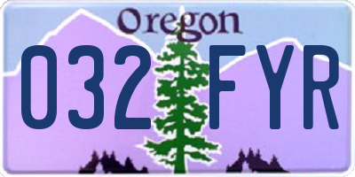 OR license plate 032FYR