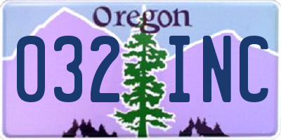 OR license plate 032INC
