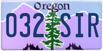 OR license plate 032SIR