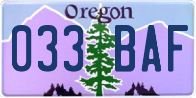 OR license plate 033BAF