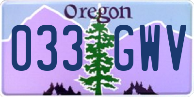 OR license plate 033GWV