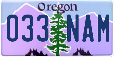 OR license plate 033NAM