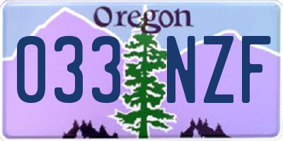 OR license plate 033NZF