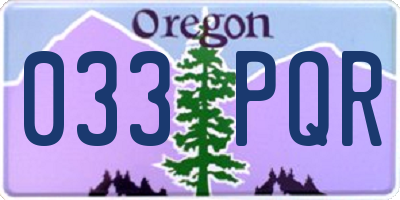 OR license plate 033PQR
