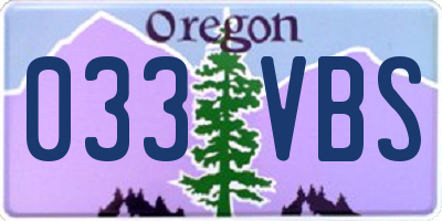 OR license plate 033VBS