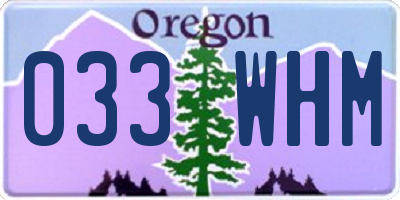 OR license plate 033WHM