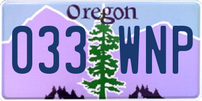 OR license plate 033WNP