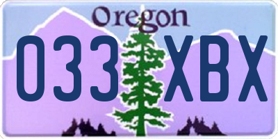OR license plate 033XBX