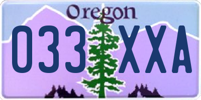 OR license plate 033XXA