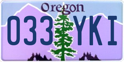 OR license plate 033YKI