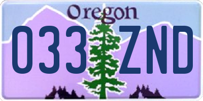 OR license plate 033ZND