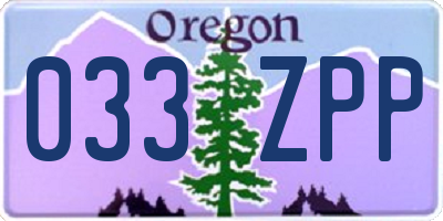 OR license plate 033ZPP