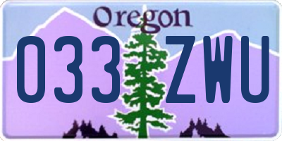 OR license plate 033ZWU