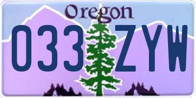OR license plate 033ZYW