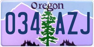 OR license plate 034AZJ