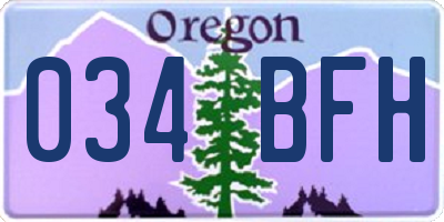OR license plate 034BFH