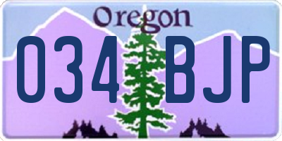 OR license plate 034BJP
