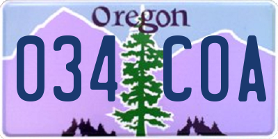 OR license plate 034COA