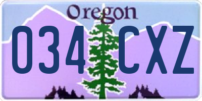 OR license plate 034CXZ