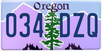 OR license plate 034DZQ