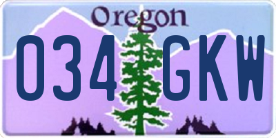 OR license plate 034GKW