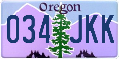 OR license plate 034JKK