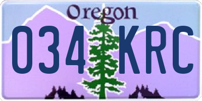 OR license plate 034KRC