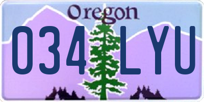 OR license plate 034LYU